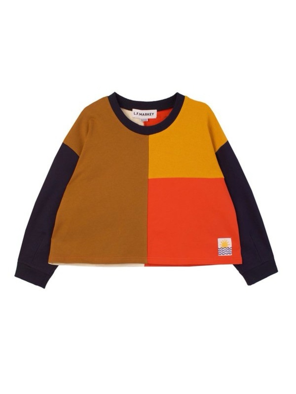 L.F. MARKEY anders top patchwork small cropped crewneck new york casual beachy